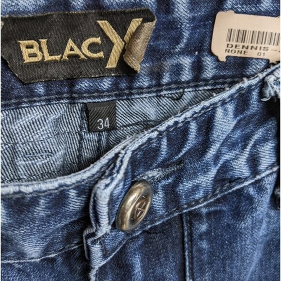 BlacX Dennis Jeans Men Size 34 Y2K Blue Acid Wash Distressed Denim Vintage Style - Picture 7 of 7